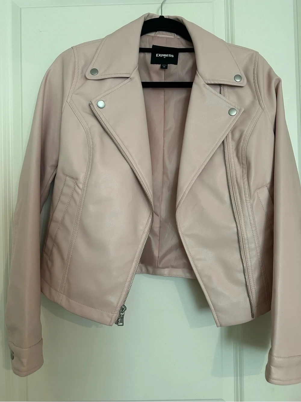 Express Pale Pink Faux Leather Moto Jacket